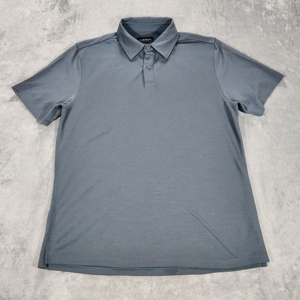 Unbound Merino Polo Shirt Mens Large Gray Solid Merino Wool Blend Knit Casual